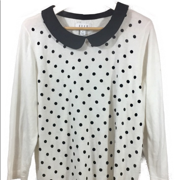 ELLE Tops - ELLE Women’s Embellished Sweater Polka Dots XL